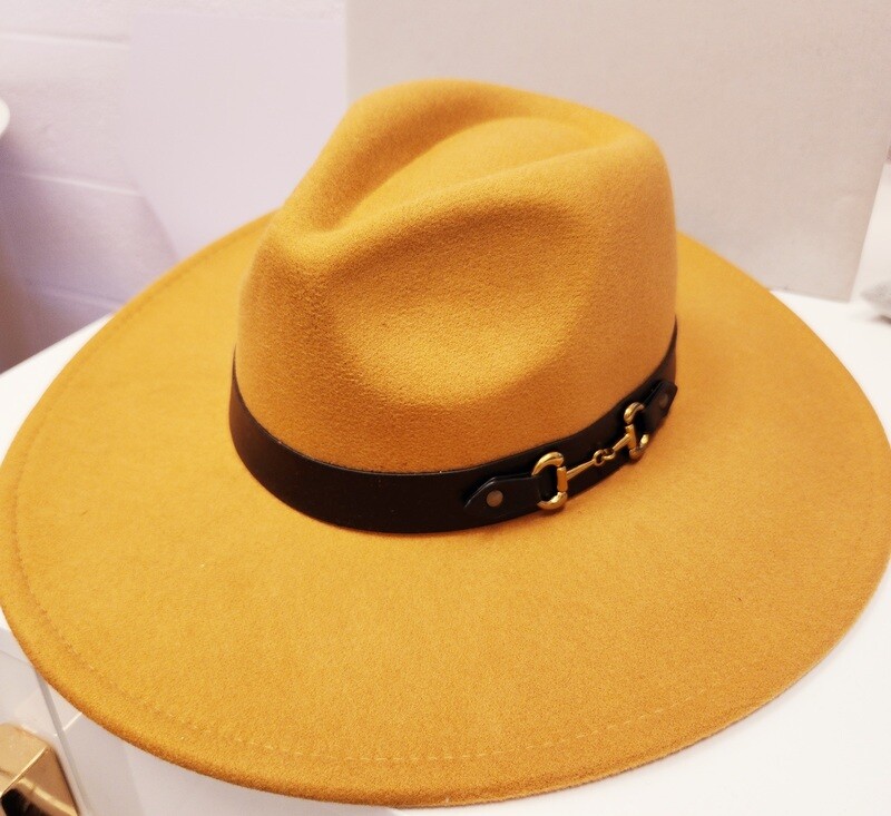 H-3186   Fashion Strap Fedora   Color: Khaki