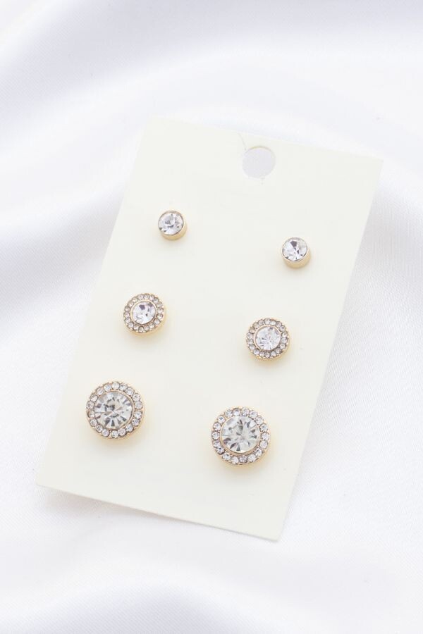 KE-1013   Stud Earring Set , Size: Gold