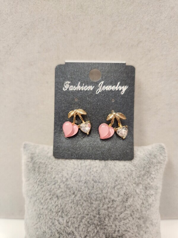 LE1024   Peach Cherry Earrings   Gold