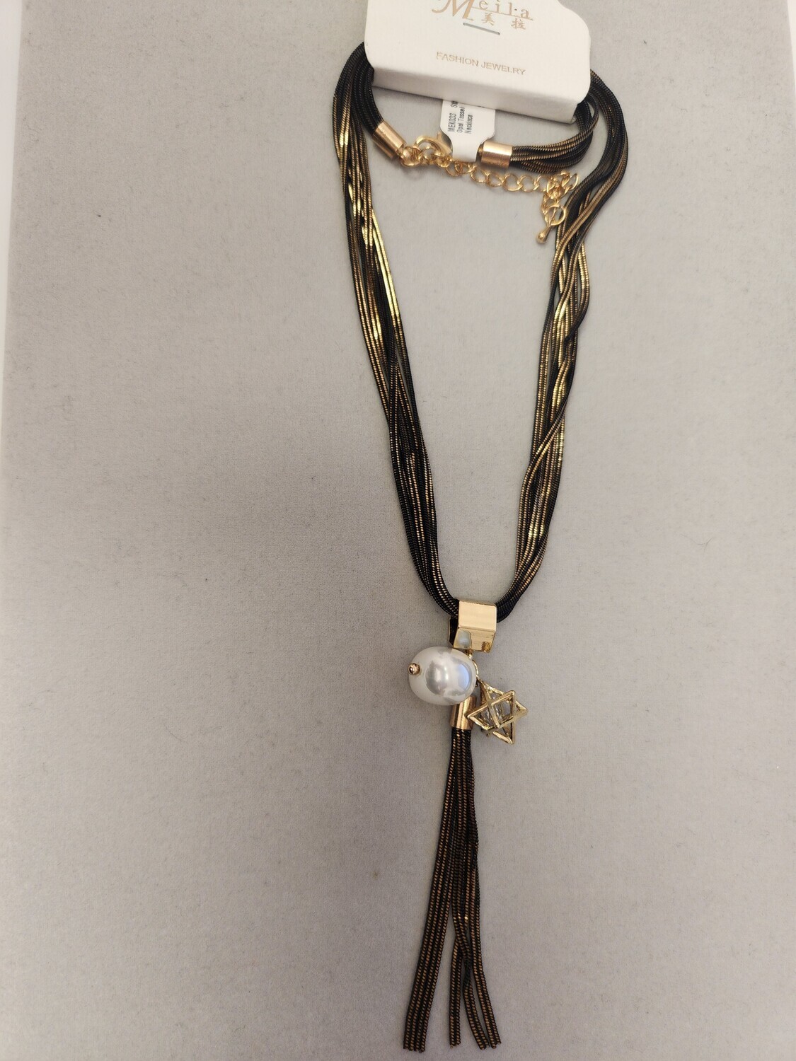 MEK033   Star And Opal Tassel Necklace
