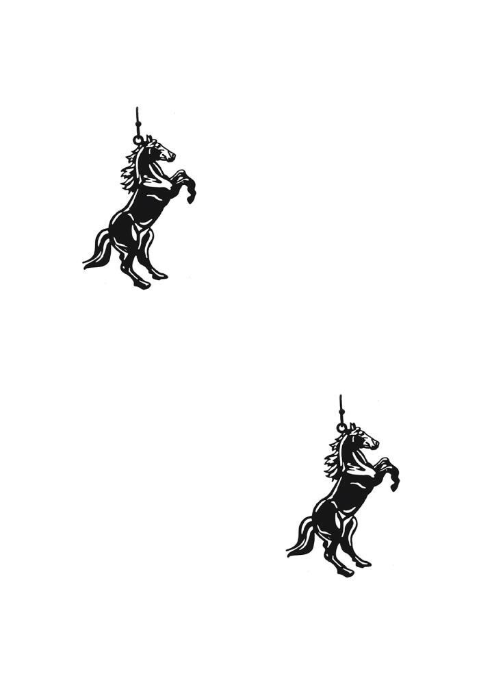 ME-10775    Horse Earrings, Color: Black