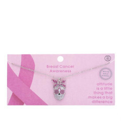 N-7639   Sugar Skull Breast Cancer Awareness Necklace