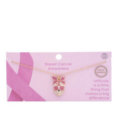 N-7639   Sugar Skull Breast Cancer Awareness Necklace