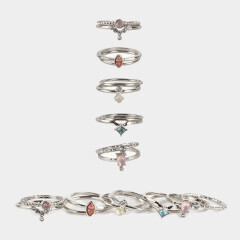 PR-0389   Metal Multi Color Stone Ring Set