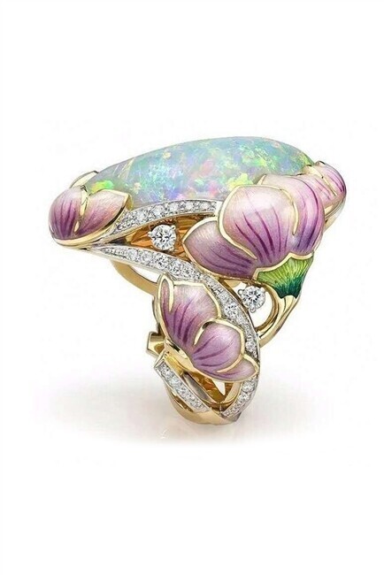 R1642   Floral Alloy Rhinestone Rings