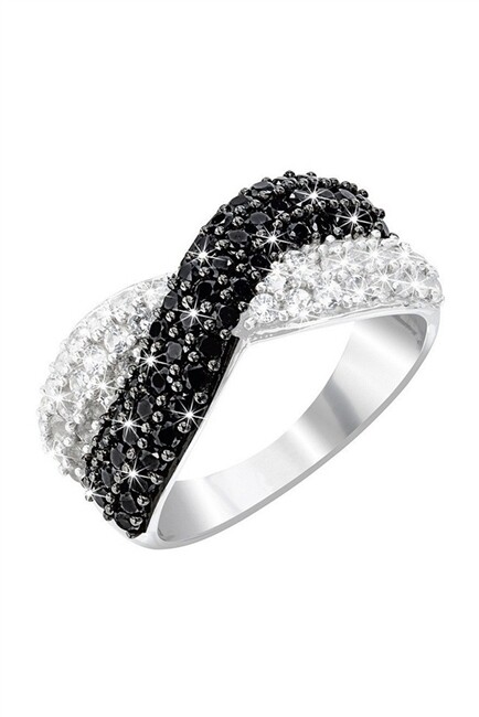 R1659   Across Rhinestone Alloy Rings, Size: 6