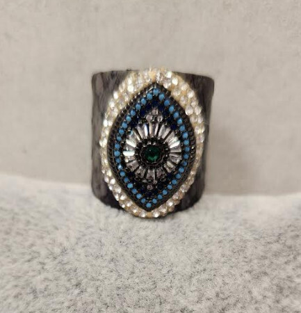 R1703   CZ Rhinestone Leathr Ring