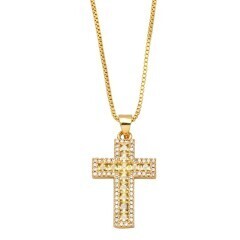 N4668   Cross Cubic Zirconia Pendant Necklace 