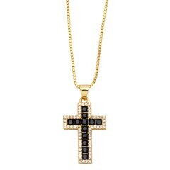 N4668   Cross Cubic Zirconia Pendant Necklace 