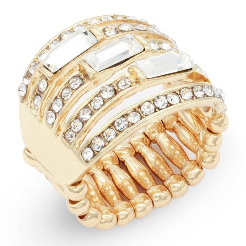 RB2184     Crystal Stretch Rings   Gold Plated