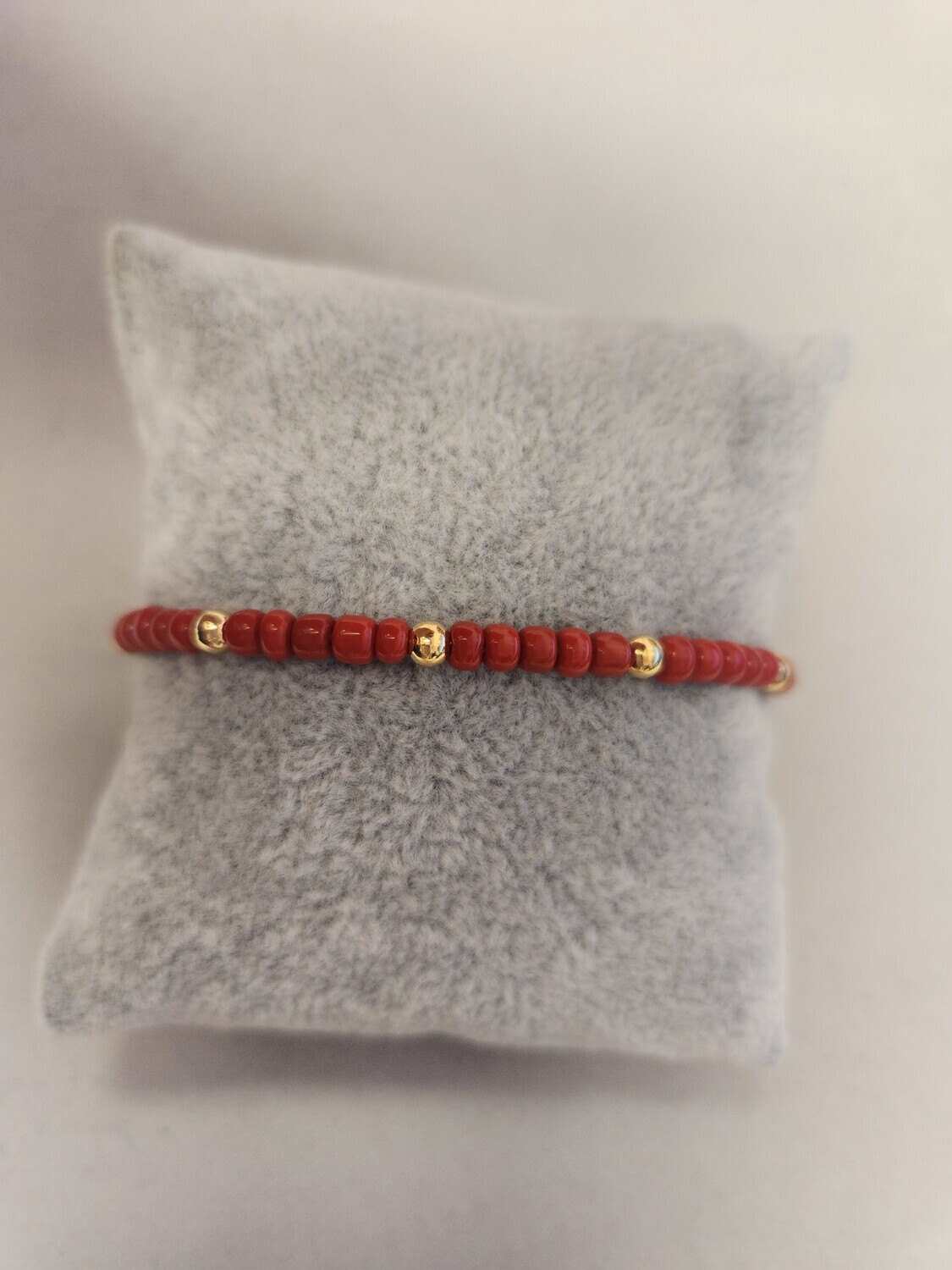 Red Beaded Gold Plated Bracelet
