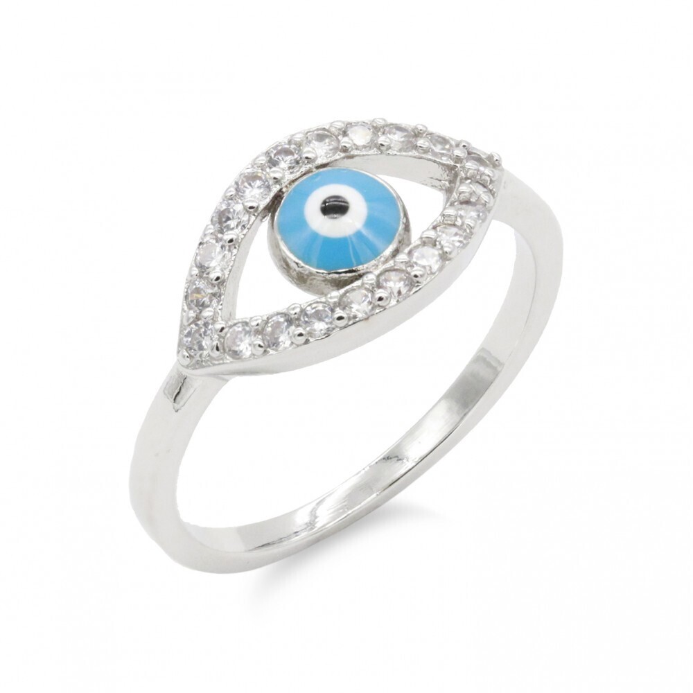 RF317    Evil Eye Rings, Color: Silver, Size: 6