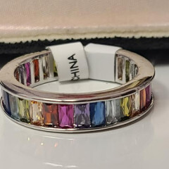 RJ4502   Silver Multi-CZ Ring, Size: 6