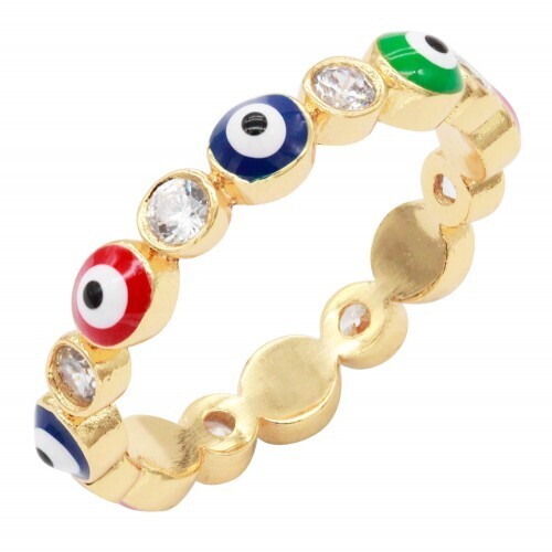 RF320    Gold Plated Evil Eye Rings    