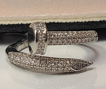 RS2740    All over Cubic Zirconia Nail Adjustable Ring