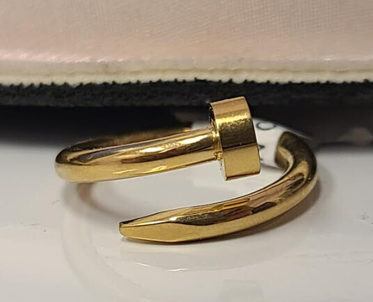 RT5105   Round Nail Ring  , Color: Gold, Size: 6