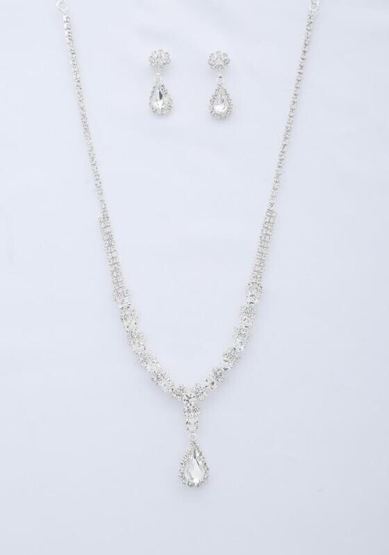 S-19535   Teardrop Rhinestone Necklace set