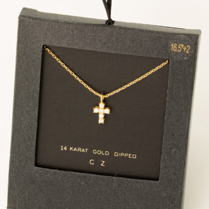 SB-29358   Secret Box cz Mini cross Necklace
