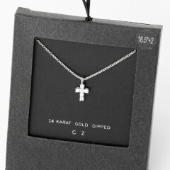 SB-29358   Secret Box cz Mini cross Necklace