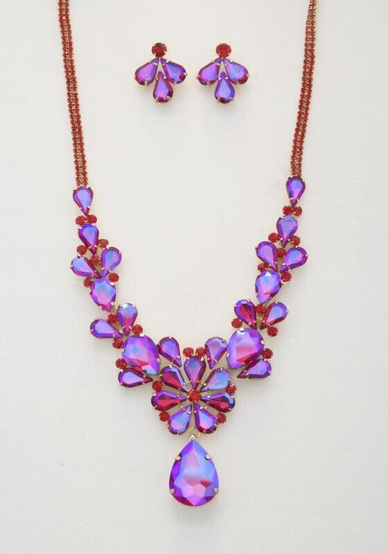 SN-28110 Flower Teardrop Rhinestone Set