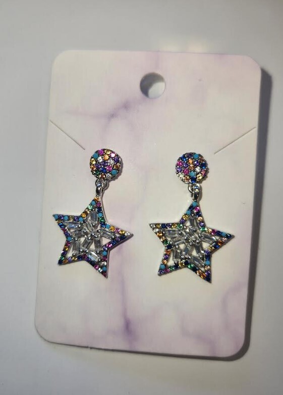 Sterling Silver star with colorful stones