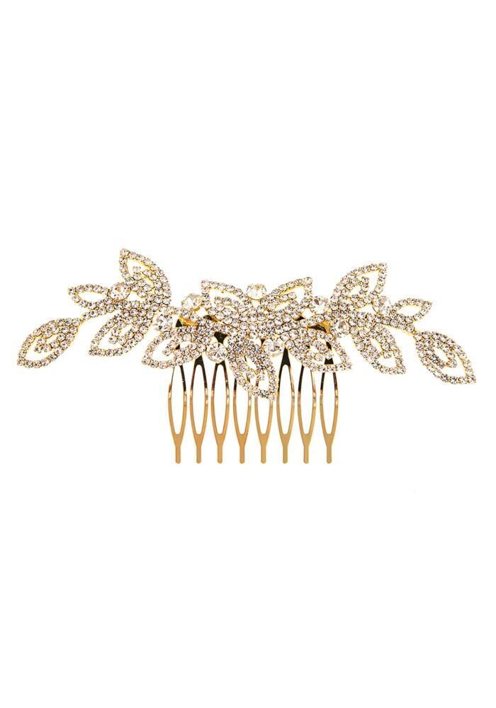 72035 Rhinestone Leaf Hair Comb, Color: Gold