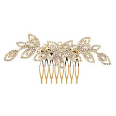 72035 Rhinestone Leaf Hair Comb