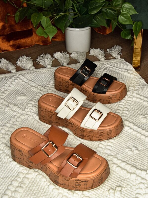 Abelana-08   Double Strap with Buckles Wedge Sandal