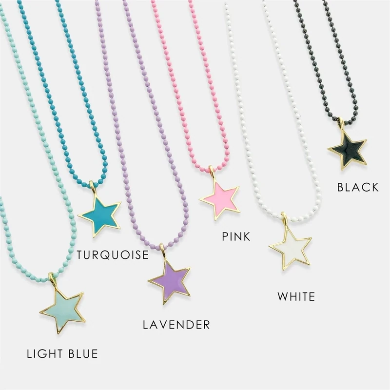 Colored star and Chain Necklace
