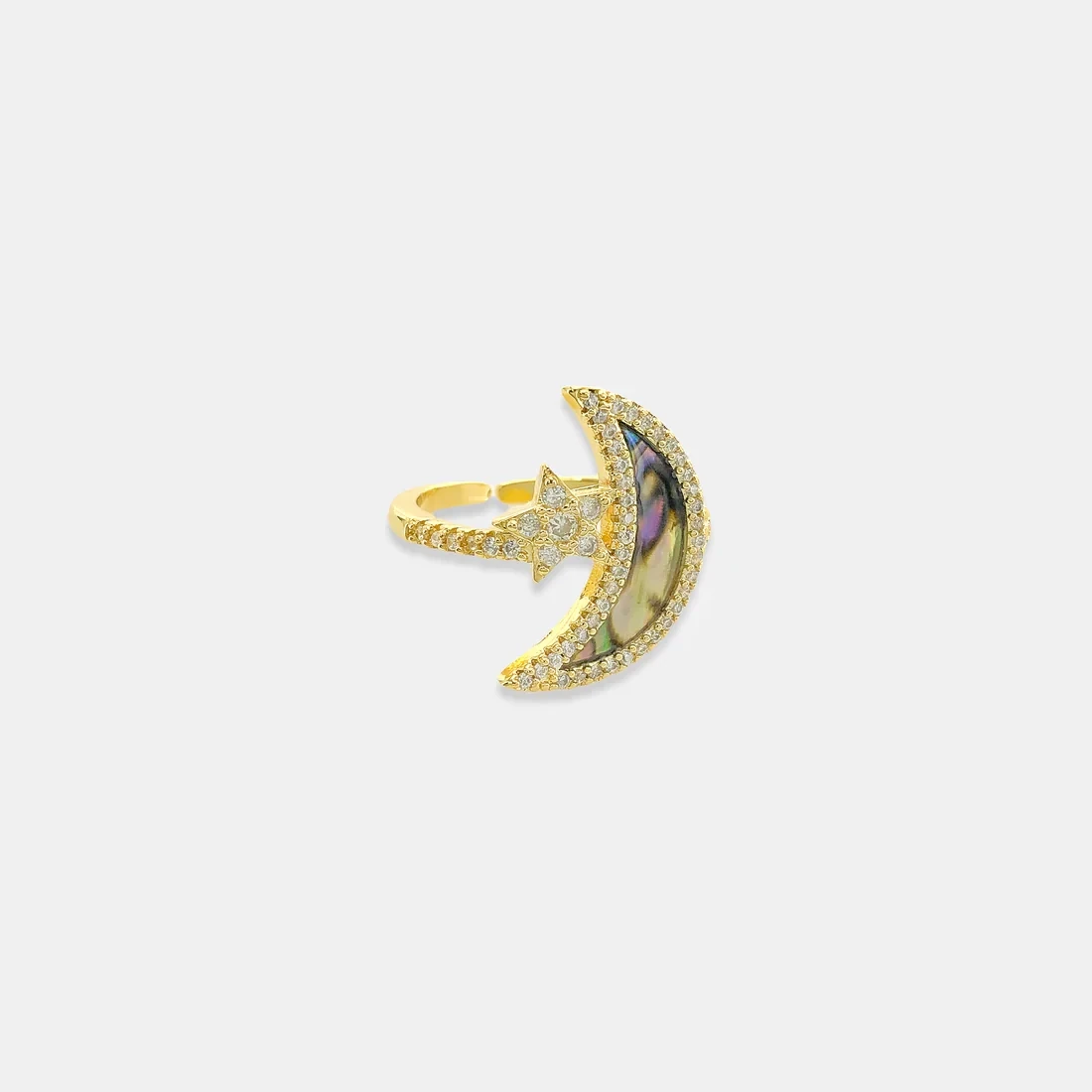 Gold Moon and Star Ring