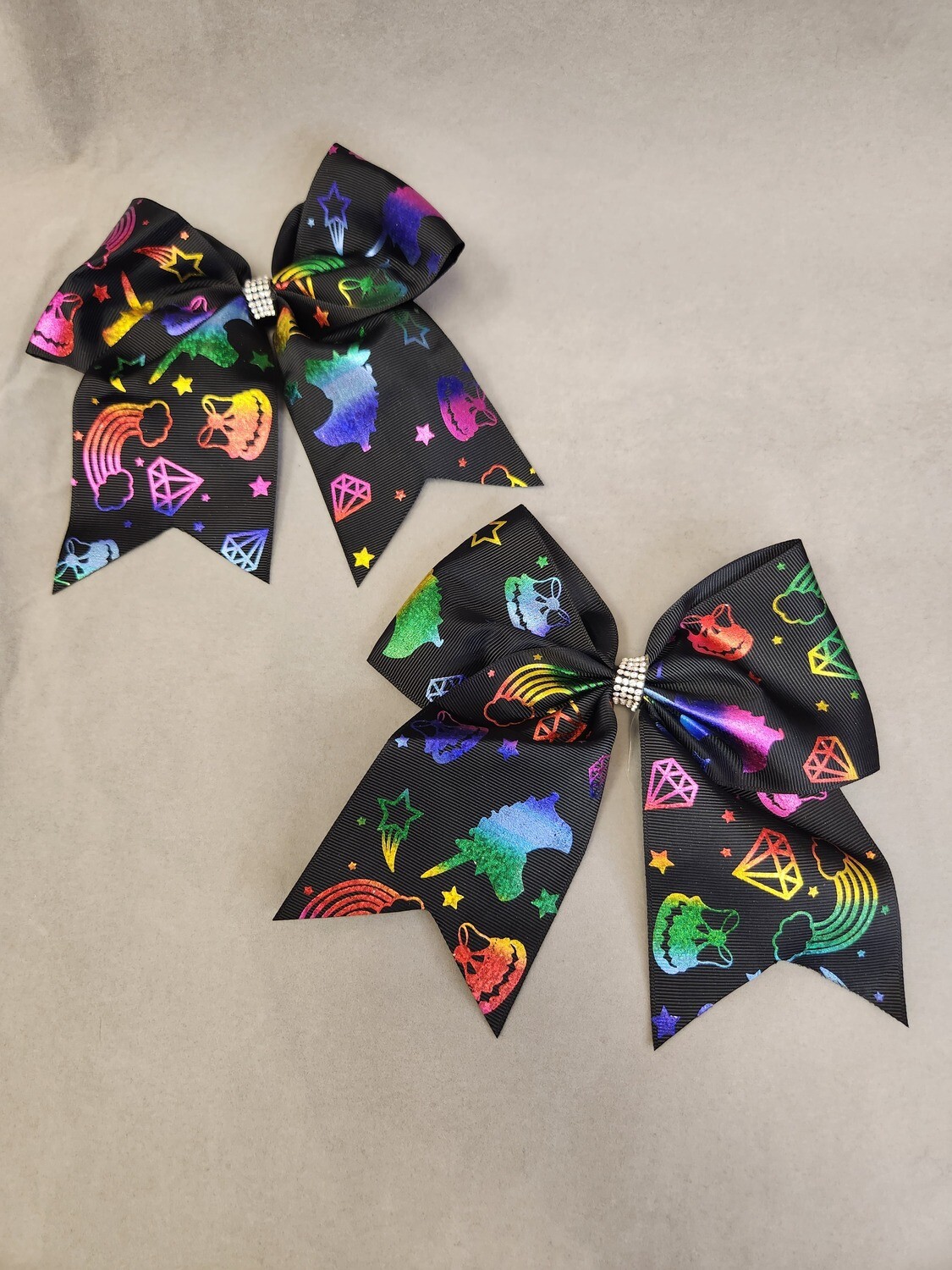 Hair Bows  Holographic Rainbows and Unicorns, Color: Black