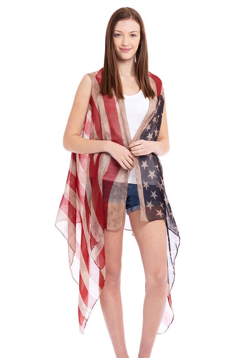 Vintage American Flag Vest Cardiagan