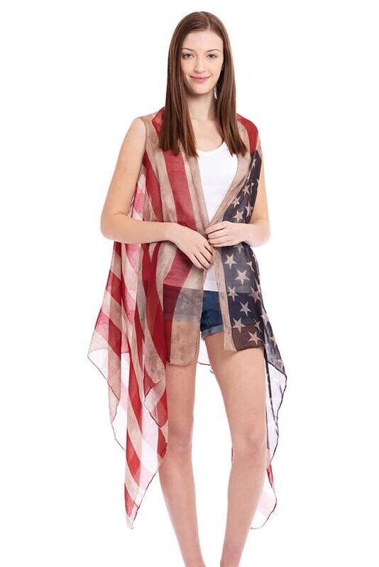 Vintage American Flag Vest Cardiagan