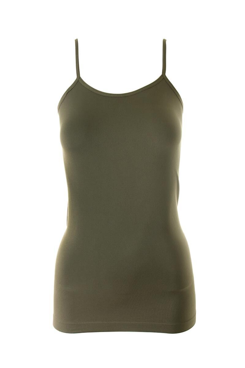 T-03R SEAMLESS SPAGHETTI TANK, Color: Olive