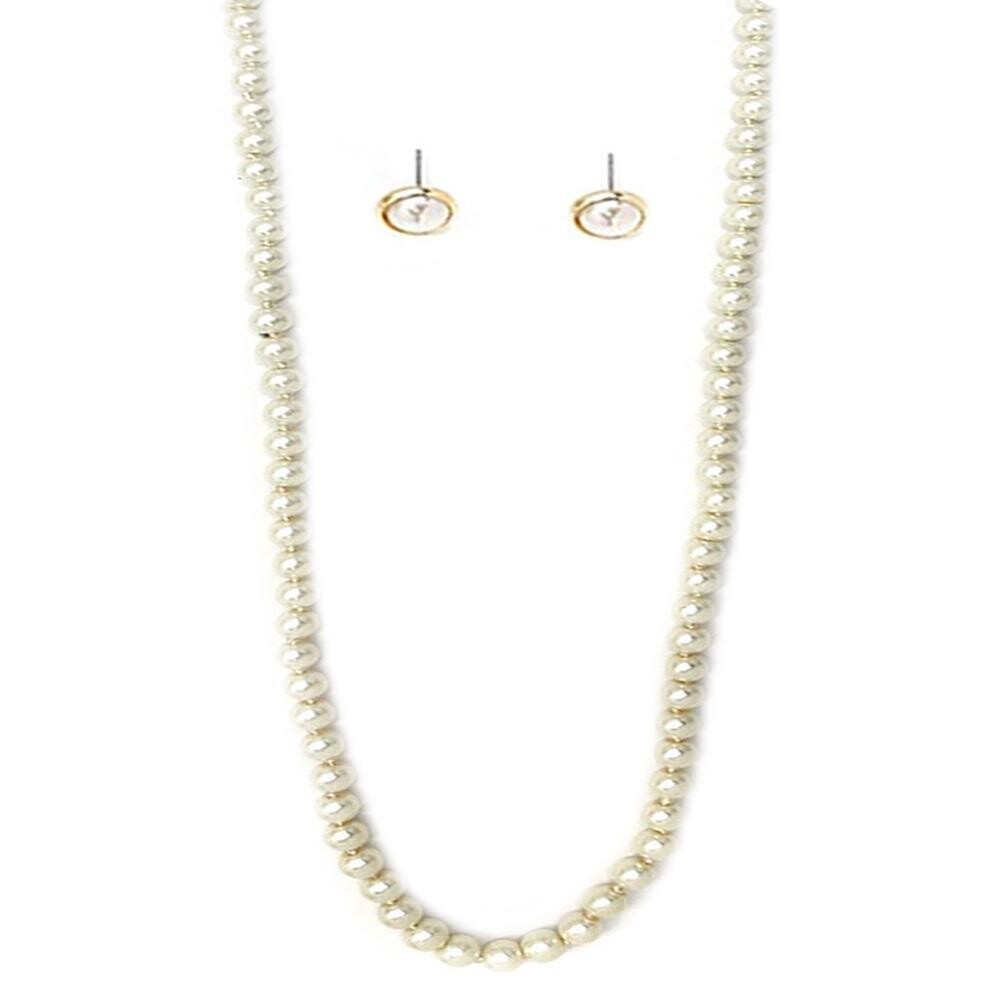 CNE-6240   Pearl Long Necklace Earring Set