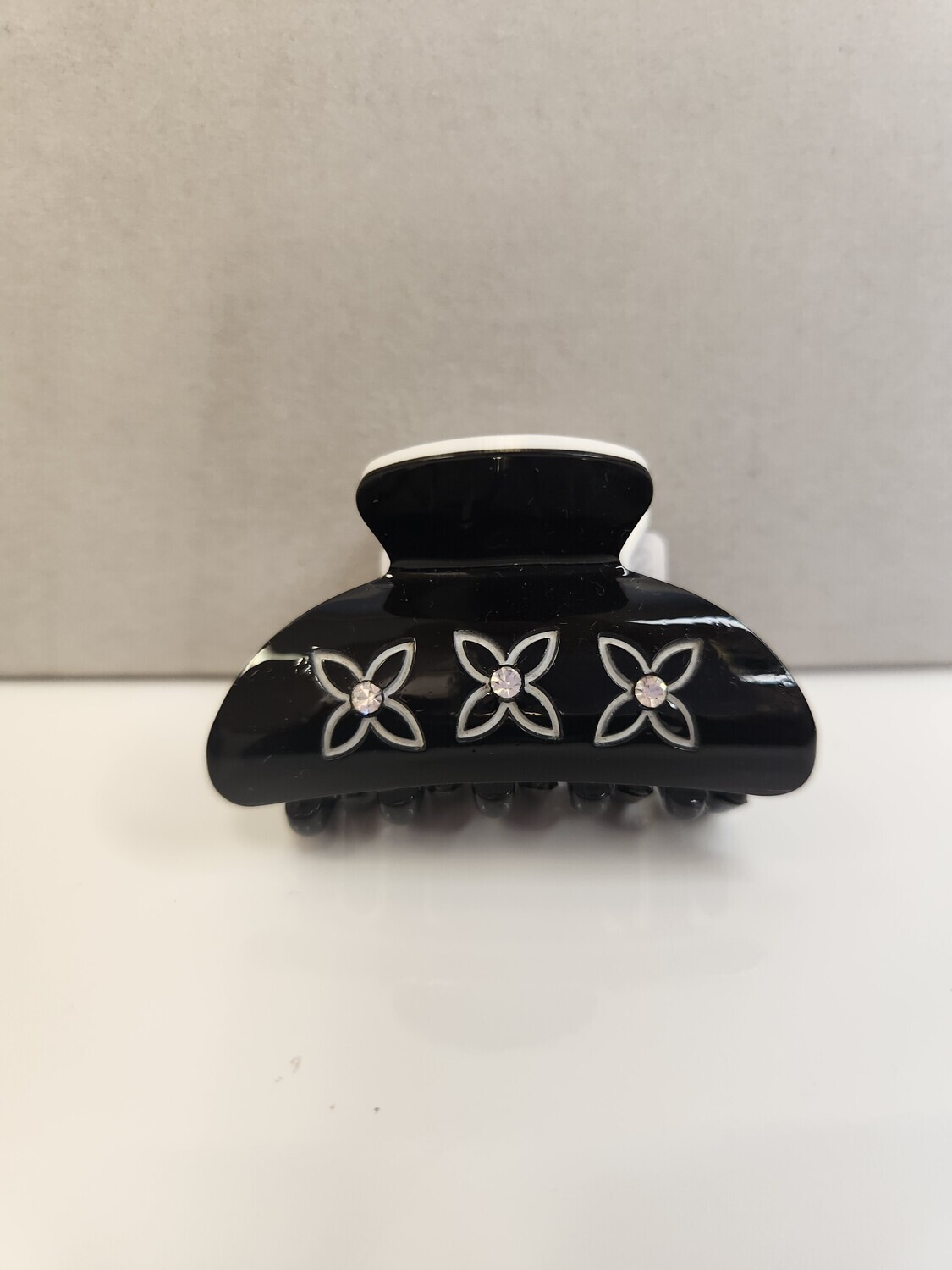 Acrylic Small Hair Clips   with Rhinestones, Color: Black