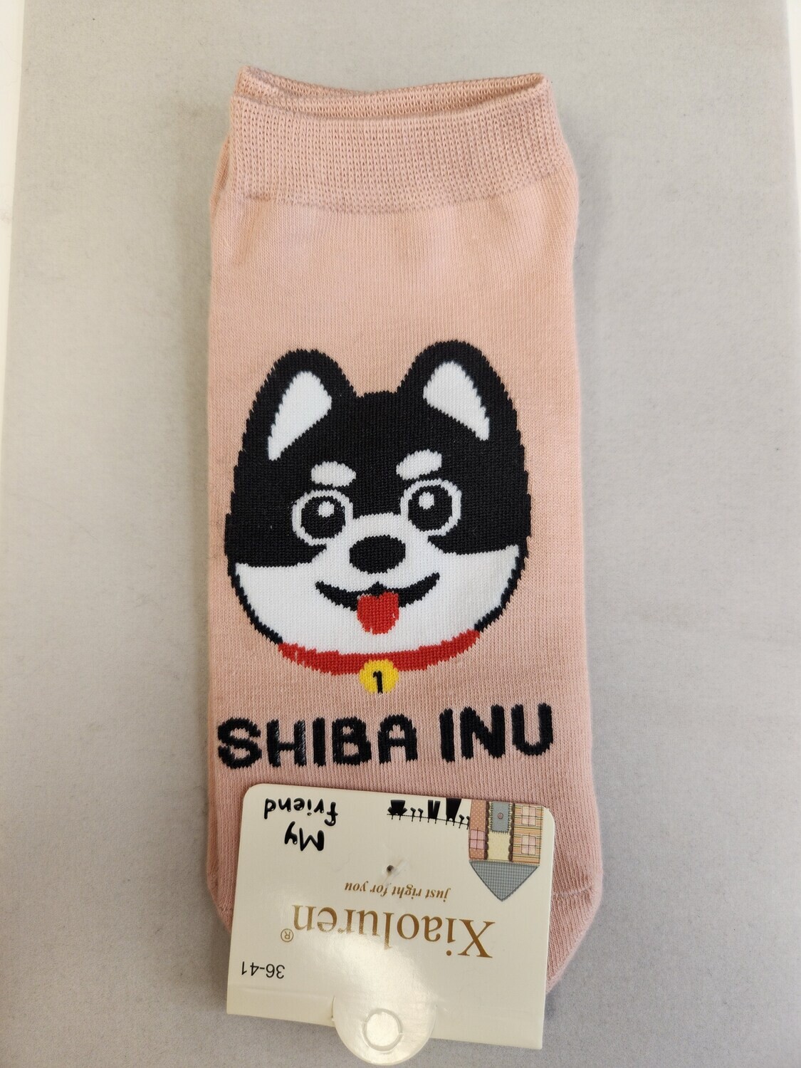 Dog Ankle Socks, Color: Pink, Style: Shiba Inu