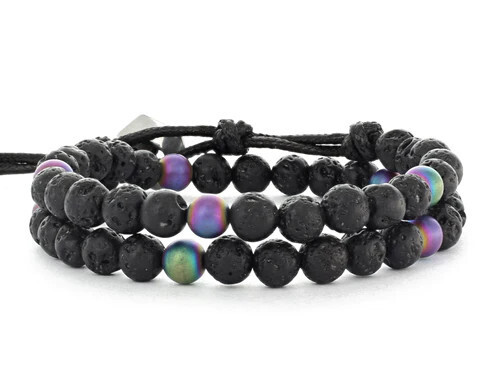 815BW2130   Black Lava Two Wrap Bracelet