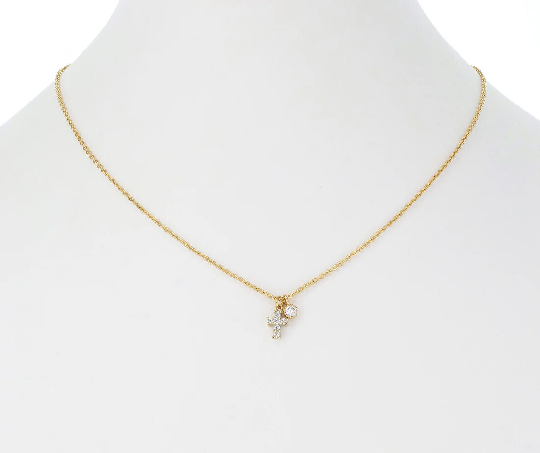 825NK913   Small Cross and Stud, Color: Gold