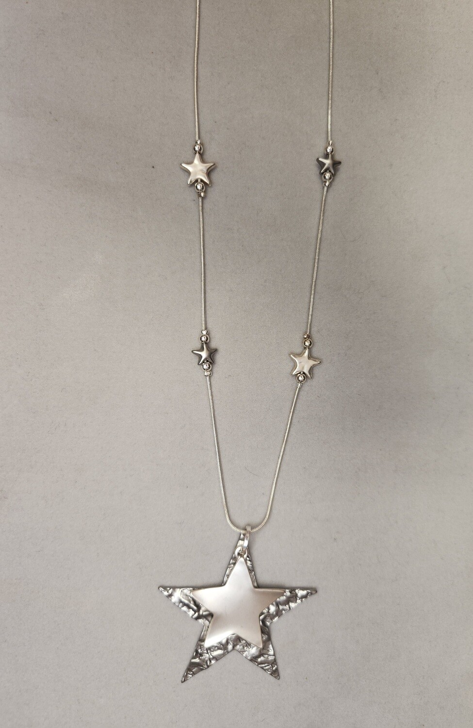 Long Silver Necklace Multiple Size and Multiple Stars