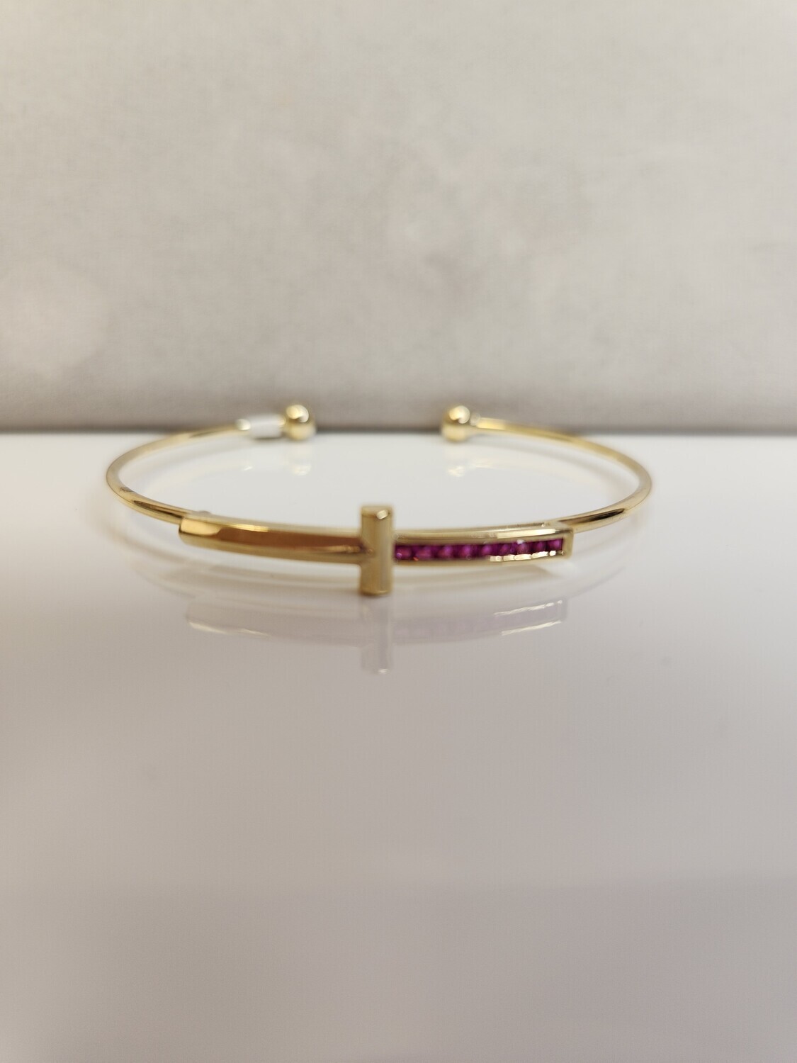 Cuff Bracelet   Gold   cross with pink rhinestones
