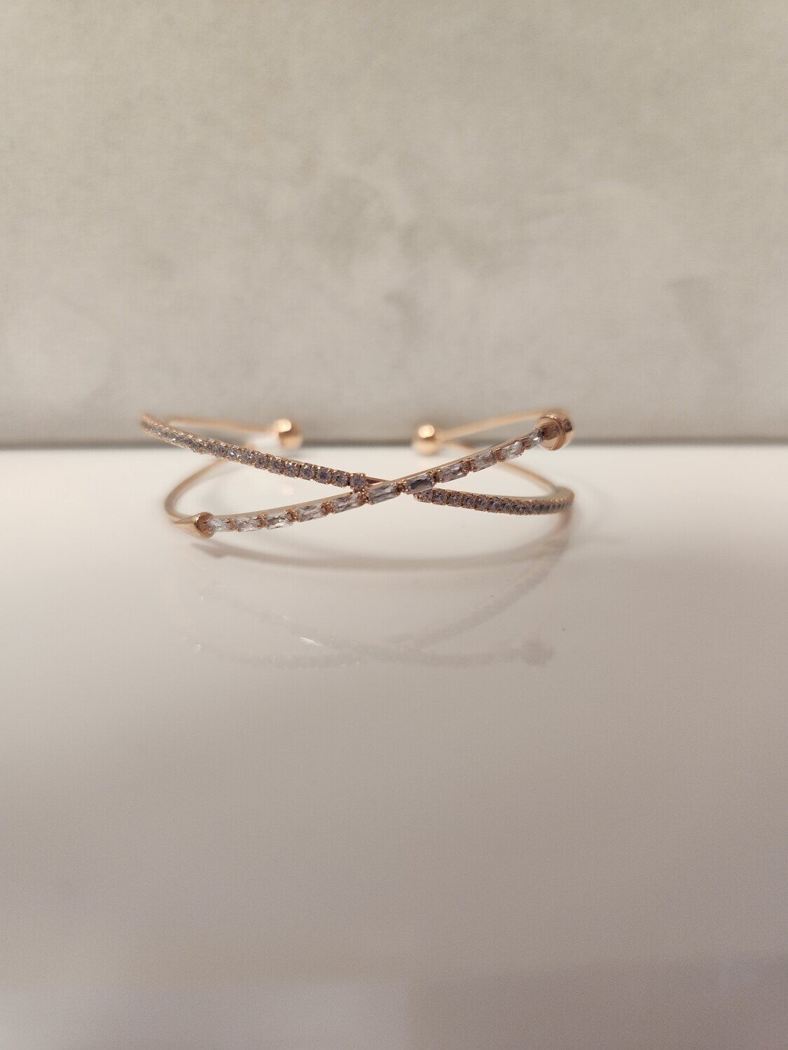 Cuff Bracelet   Rose Gold   Rhinestones and Nail