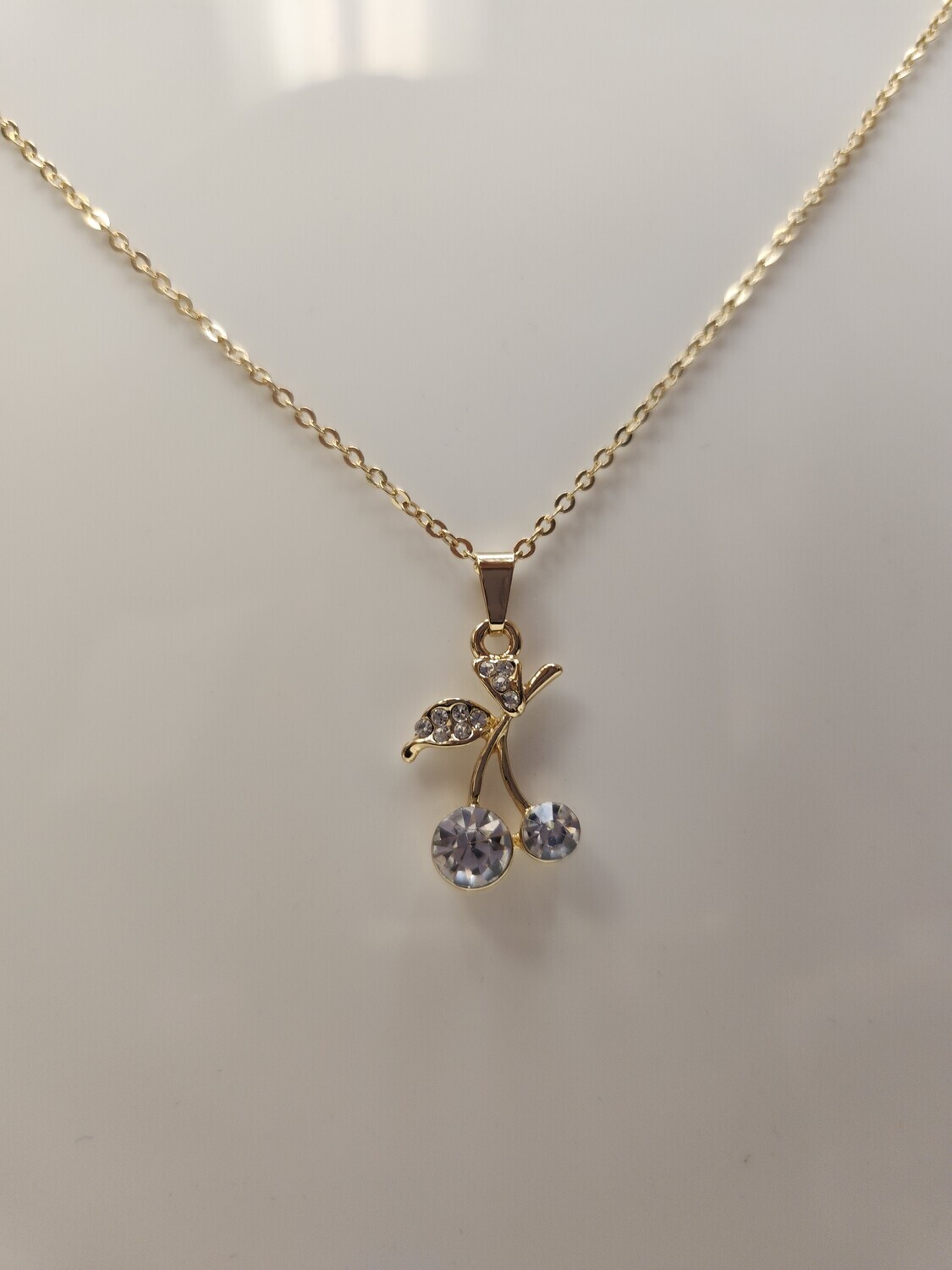 Gold Filled Necklace with Cherry Crystal Charm