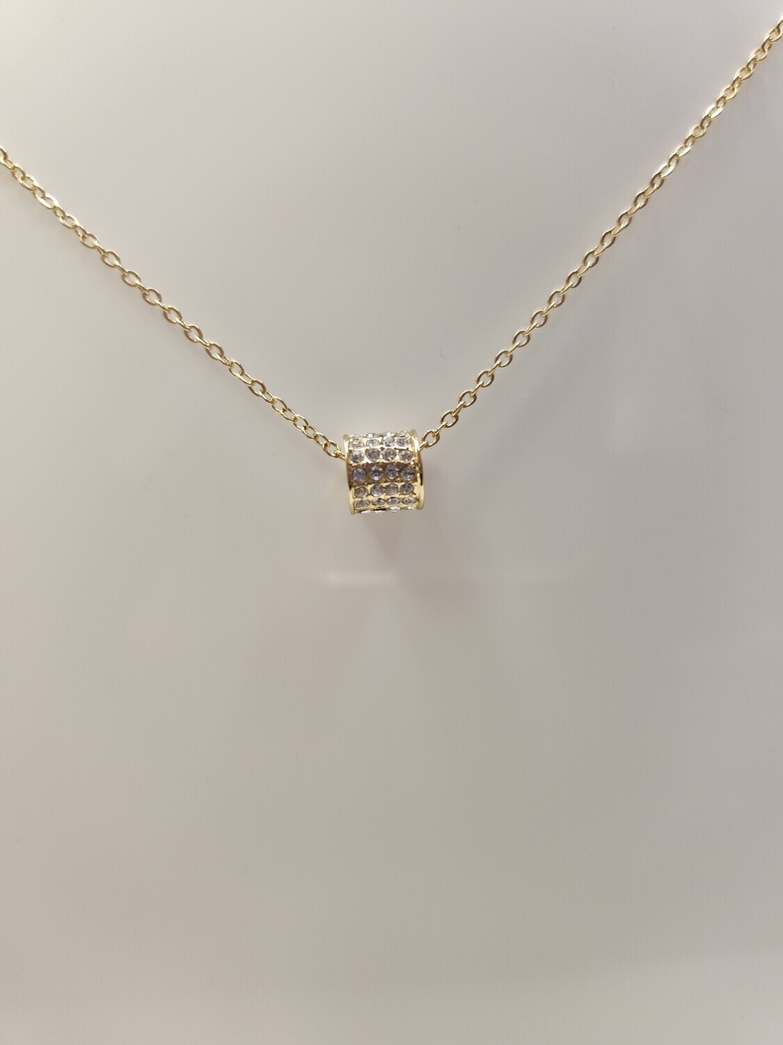 Gold Filled Necklace with Rhinestone Tube