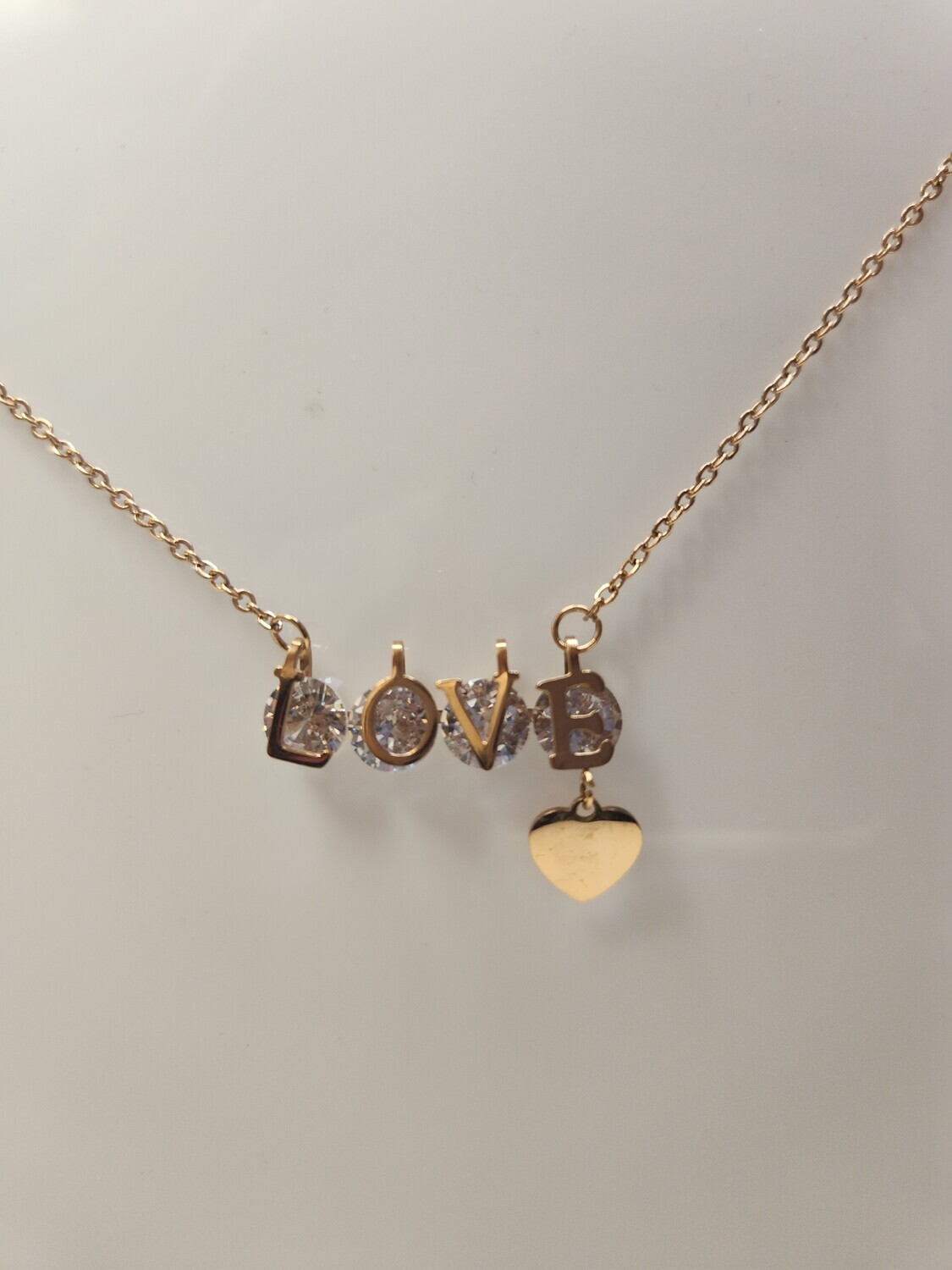 Rose Gold Filled Love Rhinestone Necklace