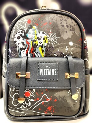 Disney Villains Cruella De Vil Purse Backpack 11&quot; Faux Leather Lady Travel Bag