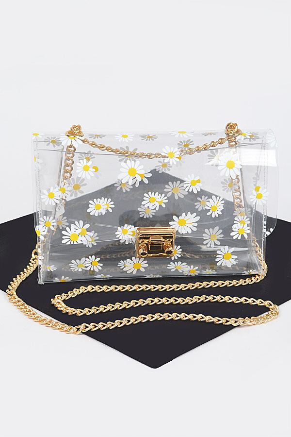 HPC5364   Daisy Transparent Flap Bag
