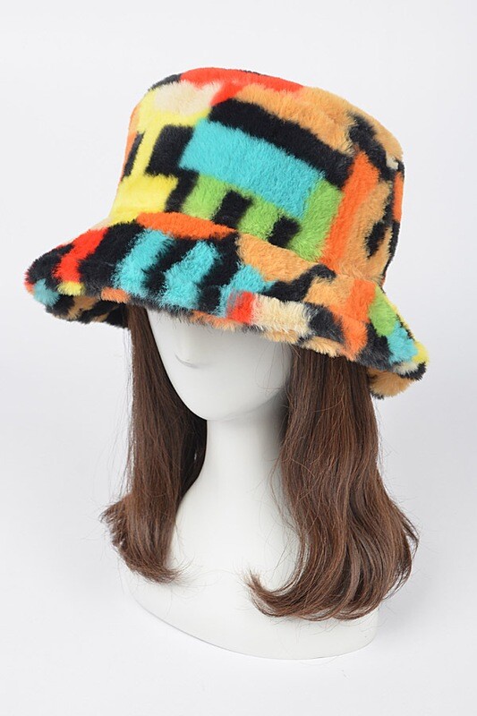 AMH1691MT   Multi Color Fur Bucket Hat