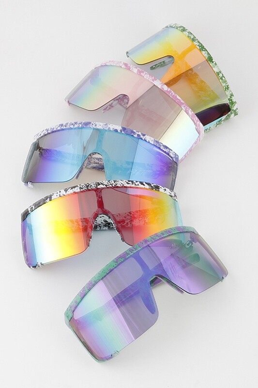 P30416   Paint Splatter Shield Sunglasses