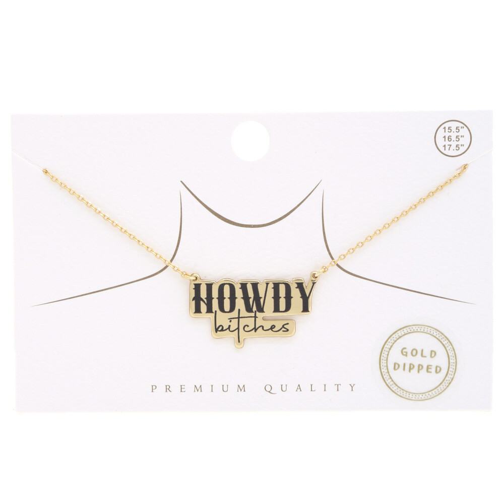BN-127   Howdy Pendant Necklace   , Color: Gold